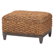 bali & pari Bailey Handwoven Seagrass Storage Ottoman with Lift -Top Lid - Rustic Wicker Trunk or Footrest with Inner Compartment for Living Room or Entryway, Square Baxton Studio restaurant furniture, hotel furniture, commercial furniture, wholesale living room furniture, wholesale storage ottoman, classic storage ottoman